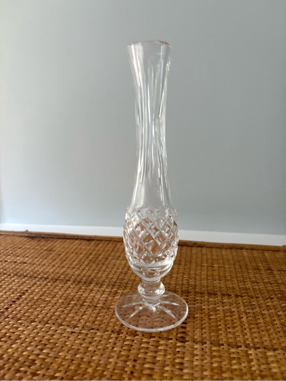 Waterford Lismore 9" Crystal Bud Vase with Cut Diamond Pattern